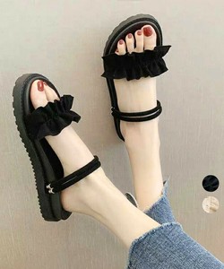 国内即納 2WAY厚底サンダル フリルサンダル美脚