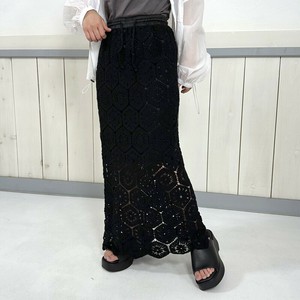 即納【2025新作】【大人気の為再入荷】クロシェIラインスカート　レース　ロング　タイト　ナロー　春夏