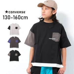 【2025夏】CONVERSE 別注フェイクレイヤードポケットTシャツ トップス カットソー 半袖 子供服 男の子