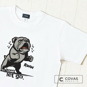 ユニセックス・プリントTシャツ　"涙犬"　ホワイト　半袖 Tシャツ