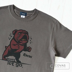 ユニセックス・プリントTシャツ　"涙犬"　チャコールグレー　半袖 Tシャツ