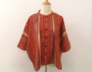 Button Shirt/Blouse Dolman Sleeve Pintucked Red 5/10 length [S/S NEW]