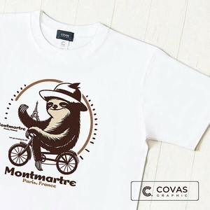 ユニセックス・プリントTシャツ　"モンマルトル"　ホワイト　半袖 Tシャツ