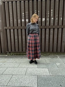 【2025　SS】日本製　綿麻タータンチェックタックスカート　№825353