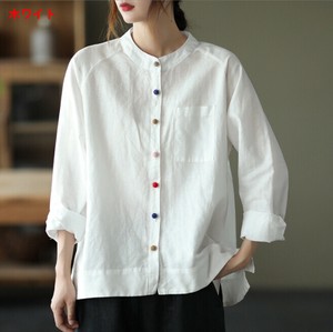 Button Shirt/Blouse Ladies fashion Round Neck