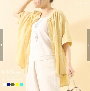 Button Shirt/Blouse Band Collar Blouse