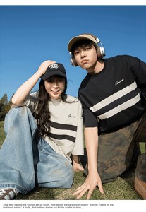 【2025新作】メンズ レディース 胸元2本ラインビッグTシャツ