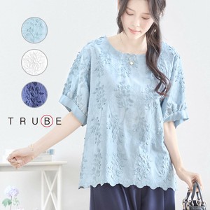 【2025新作】【M〜L】刺繍フラワーモチーフスカラップブラウス(N12-246)(1号店)FM1