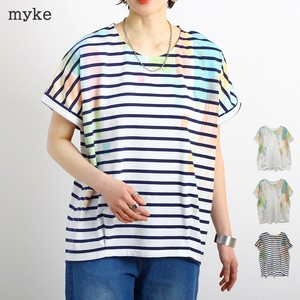 水彩ストライププリントタックTシャツ　SS