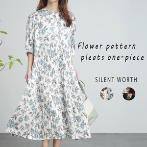 洋装/连衣裙 百褶/褶裥 切换 花卉图案