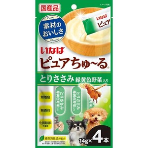 ［いなばペットフード］いなば ピュアちゅ〜る とりささみ 緑黄色野菜入り 14g×4本