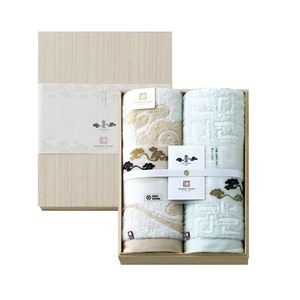 今治謹製　雲母唐長（KIRA KARACHO)タオル　木箱入り　コンパクトバスタオル2枚　KK89100　日本製