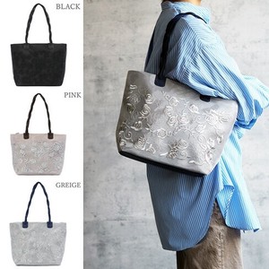 【神戸KFB】【ミセス】チュールバラ刺繍 トートバッグ　軽量