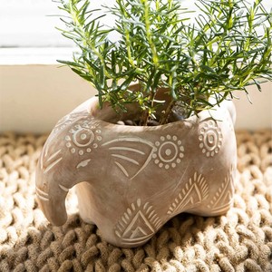 【PeopleTree】テラコッタ アニマルプランター ゾウ ライオン トリ ナチュラル