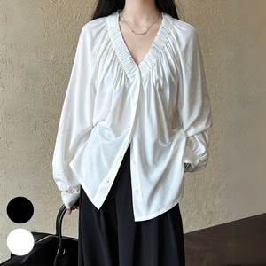 Button Shirt/Blouse V-Neck S/S