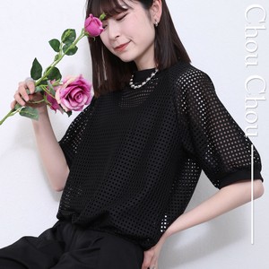 メッシュ ブラウス　後ろジップ2025人気  chouchou東京