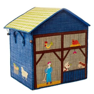 【特価品】ライス トイバスケットLサイズ ファーム【ハンドメイド/マダガスカル製】