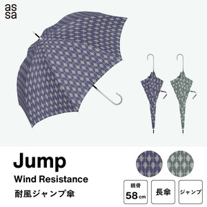 【ワンプッシュで開く】風に強い☆ダマスク　耐風ジャンプ傘　長傘　雨傘