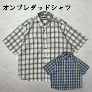 オンブレチェックダッドシャツ　半袖