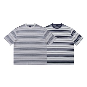 ストライプデザイン Tシャツ S-XXL  グレーとネイビーのストライプ  PL1239