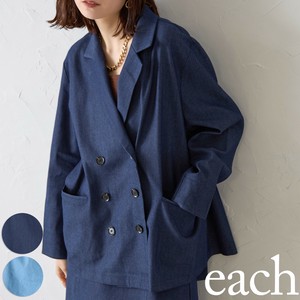 【each　新作入荷】薄！軽！bigショルダー・テーラードデニムジャケット 　セット可 each東京 2025ss