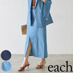 【each　新作入荷】 薄！軽！フロントスリット・Hラインデニムスカート　　ｾｯﾄ可　 each東京