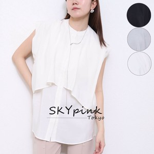 【2025SS新作入荷】レイヤードデザインフレンチスリーブシャツブラウス　skypink東京