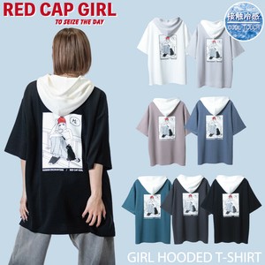 【売れ筋・25SS新作】RED CAP GIRL 接触冷感とろみポンチ バックプリント フード付き 半袖T-shirt
