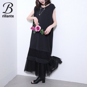 ソフトメッシュプリーツレース切替 ノースリワンピース　人気2025ss春夏定番 BRIILANTE東京（189089）