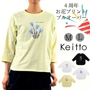 2025春夏4周年 お花 プリント プルオーバー カットソー レディース プリントTシャツ 七分袖 np-kbcy5119