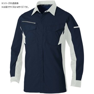 桑和 3478-02 長袖シャツ Mサイズ ネイビー(1)