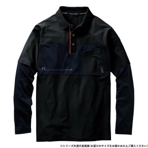 桑和 7345-50 長袖ポロシャツ(胸ポケット付き) Sサイズ ブラック(4)