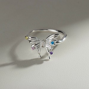 蝶　リング 指輪　リング フリーサイズ　シルバー925メッキ S925 リング　シルバー925 リング