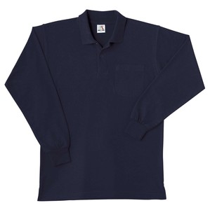 桑和 0020 長袖ポロシャツ(胸ポケット付き) Mサイズ ネイビー(1)