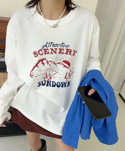 プリントロングスリーブTシャツ 長袖 レディース トップス ロンT プリント