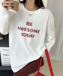 プリントデザインロングスリーブTシャツ 長袖 ロンT レディース