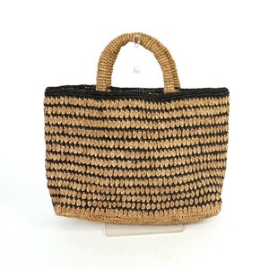 【再入荷】ラフィアかぎ編みバッグ 長方形豆ボーダー