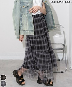 Skirt Check Pattern Long Skirt Tiered