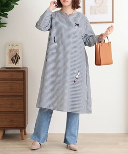 バックシャンねこポケ刺繍ワンピース