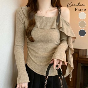 トップス《肩ベルトオフショルダーニットトップス 全3色》