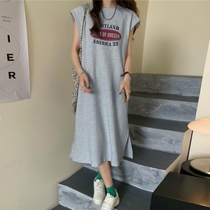 ロゴプリントフレンチスリーブTシャツワンピース
