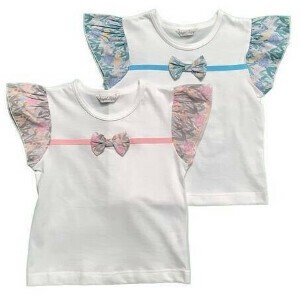 【日本製 】【ベビー・子供服】 ボタニカル柄リボンテープTシャツ ［80〜140cm］