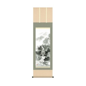 掛軸 伊藤渓山悠景山水 44.5×164cm KZ2MB2-078
