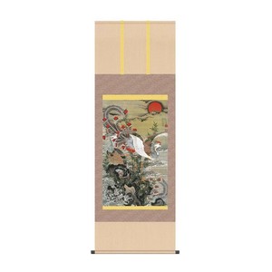 掛軸 伊藤若冲旭日鳳凰図 54.5×153cm KZ2G9-033