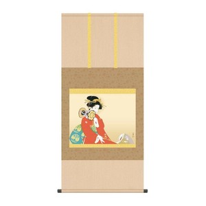 掛軸 上村松園鼓の音 54.5×115cm KZ2G9-023