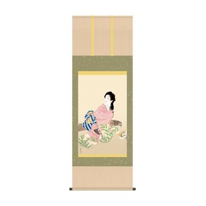 掛軸 上村松園娘深雪 54.5×153cm KZ2G9-022