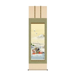 掛軸 石田芳園波上武者 54.5×190cm KZ2F2-077