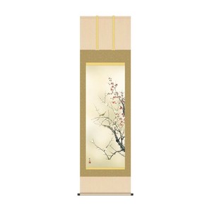 掛軸 田村竹世 紅白梅に鶯 54.5×190cm KZ2A6-34A