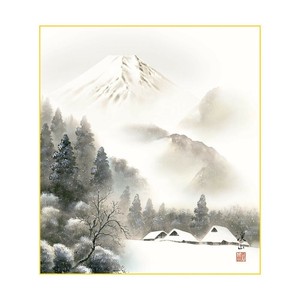 色紙 伊藤渓山 厳岳霊峰 24.2×27.2cm K1-21D