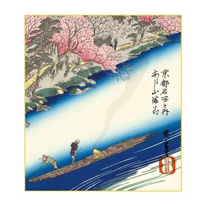 色紙 歌川広重 あらし山満花 24.2×27.2cm K3-044